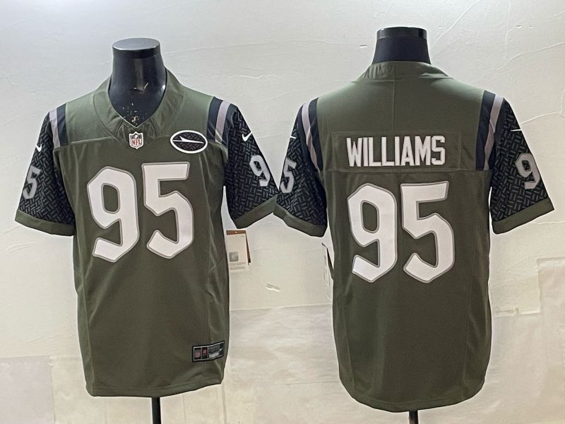 Men New York Jets #95 Williams green 5th generations Throwback Nike 2025 Limited NFL Jersey style 01